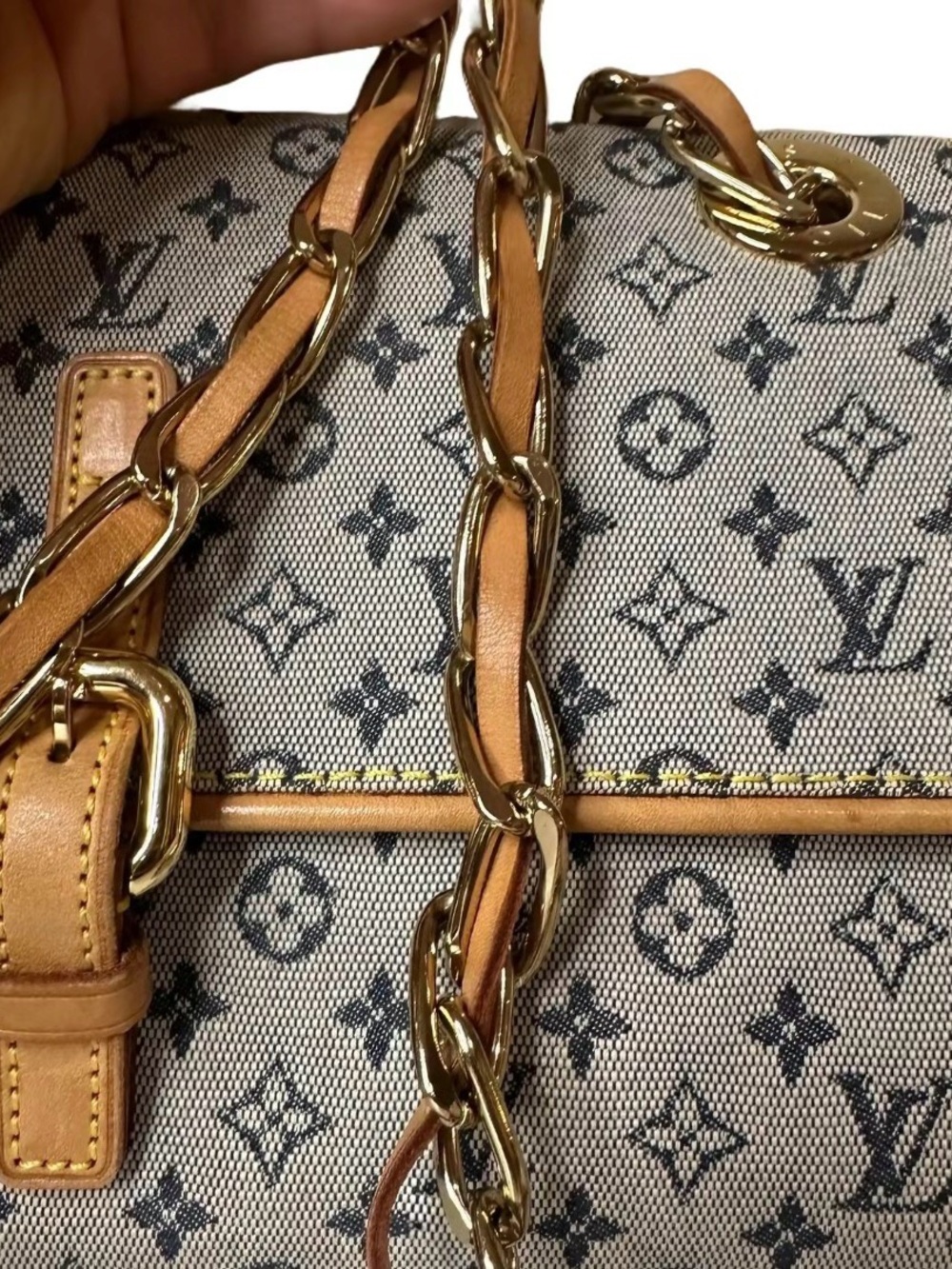 Louis Vuitton Monogram Mini linen Camille Crossbody Bag with Tan Leather Trim - Picture 2 of 6